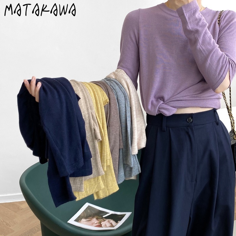 MATAKAWA Long-sleeved Autumn Thin Casual Bottoming Pullovers 2020 Round Neck Korean Solid Color Hollow Out Knit Women's, Brown
MATAKAWA Long-sleeved Autumn Thin Casual Bottoming Pullovers 2020 Round Neck Korean Solid Color Hollow Out Knit Women's, Brown