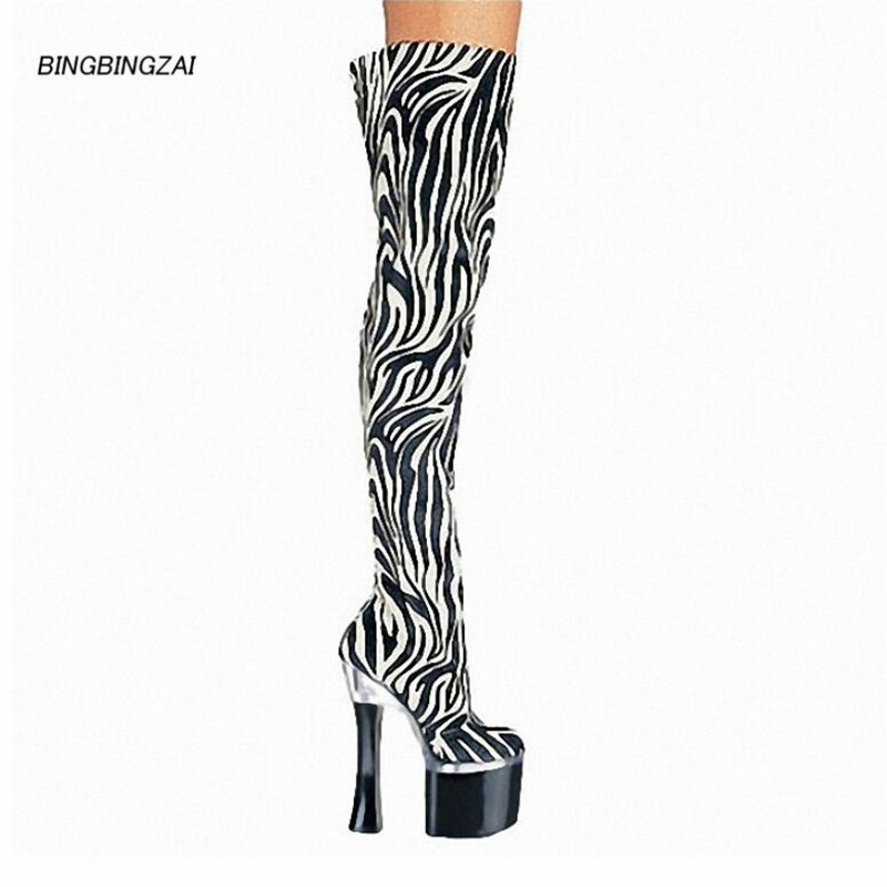 BBZAI New pattern High Quality sexy Zebra pattern Women's Boots 18cm Round Toe Nightclub boots Thin Heel Pumps 35-45 46
BBZAI New pattern High Quality sexy Zebra pattern Women's Boots 18cm Round Toe Nightclub boots Thin Heel Pumps 35-45 46
