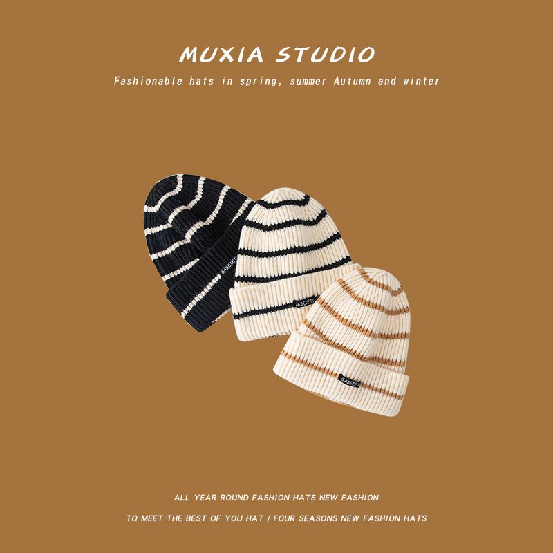 Striped Beanies For Men Unisex Summer Thin Knitted Beanie Men's Multifunction Hedging Cap Hats For Male Kerchief