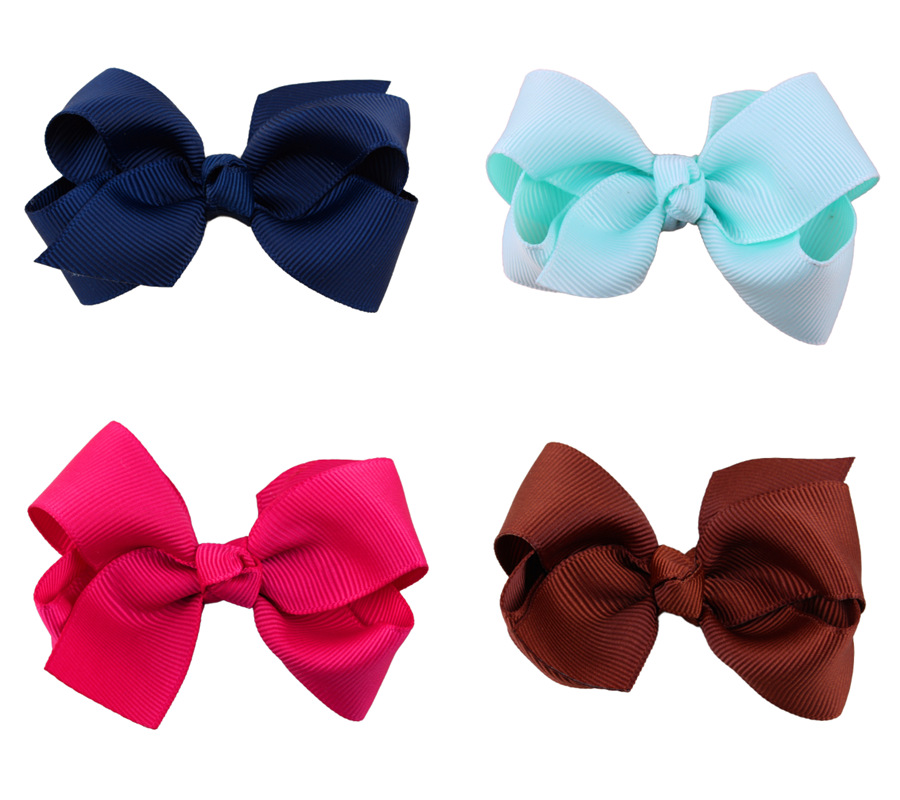 200 pcs hot sale Korean 3 INCH Grosgrain Ribbon Hairbows Baby Girl Accessories With Clip Boutique Hair Bows Hairpins Hair ties