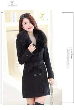 2020 Winter Women Double Breasted Big Fur Collar over Size thick girl casual Wool Coat Long yellow Jackets Parka Coats Outerwear