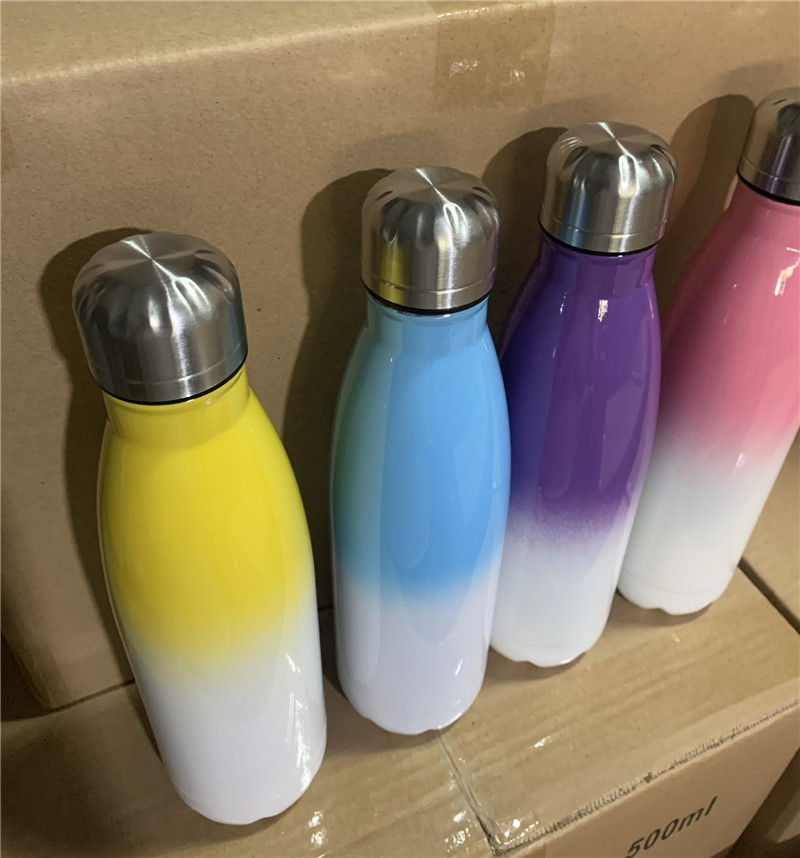 DIY Heat Sublimation 500ml Cola Shape Bottle Stainless Steel Water Bottle Colorful Outdoor Travel Sports Mug Free shipping