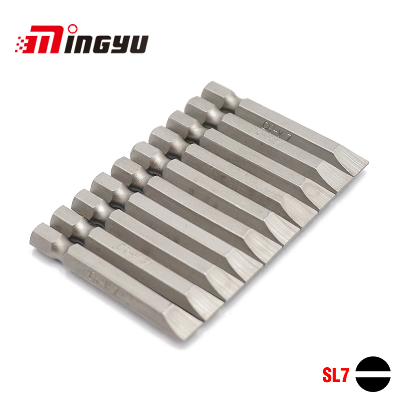 10pcs 50mm Slotted Screwdriver Bit Set 1/4 Inch Hex Shank SL4 SL5 SL6 SL7 Chrome Vanadium Steel Flat Screw Driver Bits Hand Tool
10pcs 50mm Slotted Screwdriver Bit Set 1/4 Inch Hex Shank SL4 SL5 SL6 SL7 Chrome Vanadium Steel Flat Screw Driver Bits Hand Tool