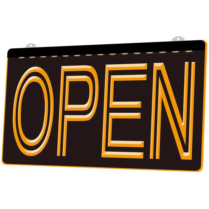 LS0004 Light Sign OPEN Overnight Shop Bar Pub Club 3D Engraving LED Wholesale Retail