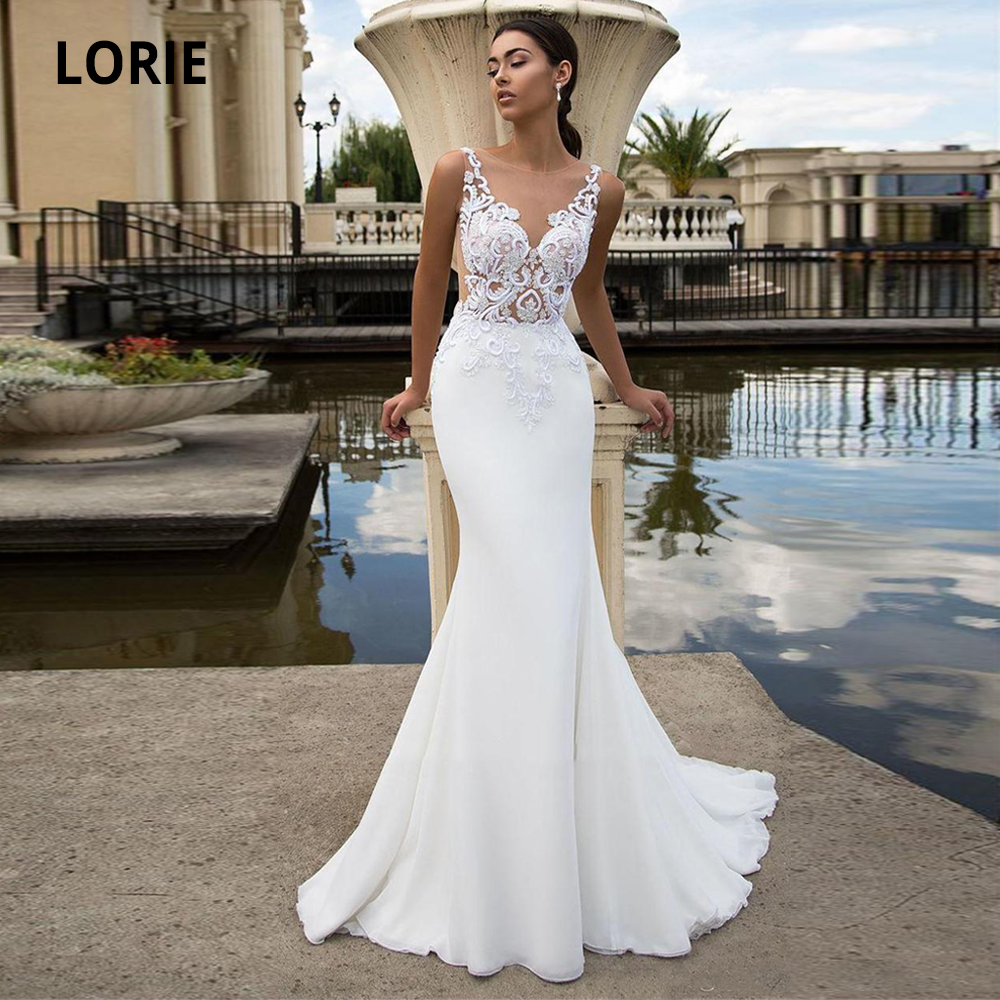 LORIE 2020 New Chiffon Mermaid Wedding Dresses Beach Sleeveless Back illusion Lace Bridal Gown Princess Wedding Party Floor-Length Gowns, White
LORIE 2020 New Chiffon Mermaid Wedding Dresses Beach Sleeveless Back illusion Lace Bridal Gown Princess Wedding Party Floor-Length Gowns, White