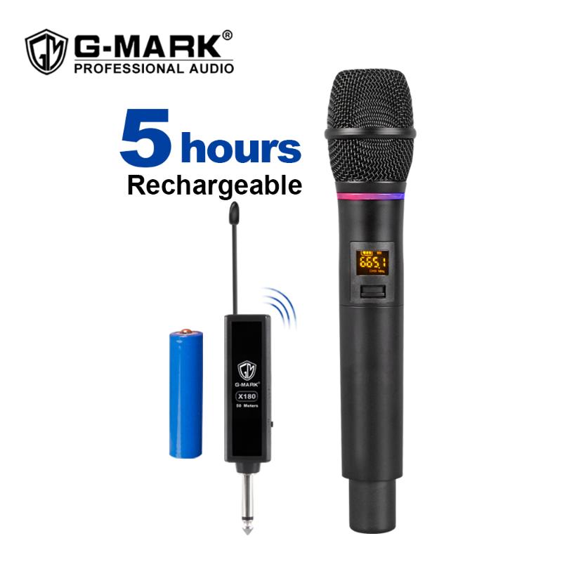 G-MARK X180 UHF Wireless Microphone Dynamic Karaoke Handheld microphone with Flash Receiver 50 m long distance revceive
G-MARK X180 UHF Wireless Microphone Dynamic Karaoke Handheld microphone with Flash Receiver 50 m long distance revceive