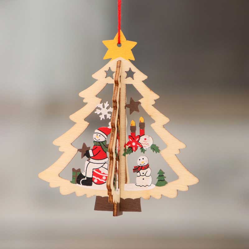 Wood Ornaments tree heart snowflake Jingle Bell Hangs Christmas Decorations Hotel Home decor
