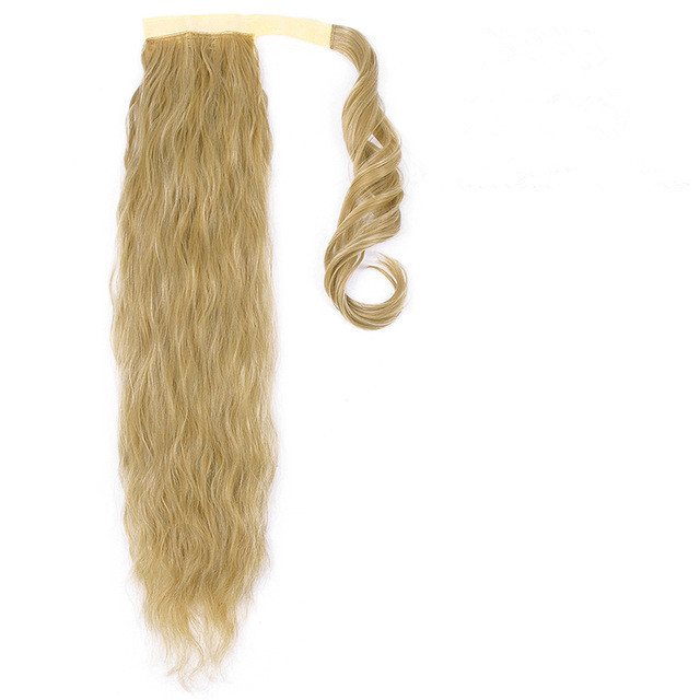 blond Virgin Ponytail Hair Extension Clip in wavy Kinky Curly Long Human 613 Wrap Around Pony Tail honey Blonde Hairpiece 120g