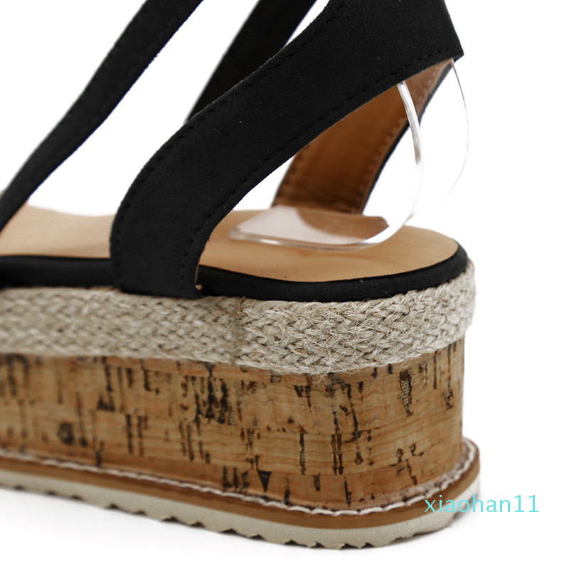 Hot Sale- Summer White Wedge Women Sandals Open Toe Sandals Women Casual Lace Up Platform Sandals