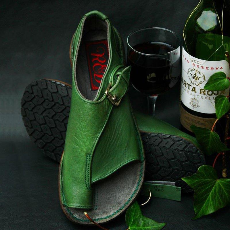 2020 new Women Shoes Soft Genuine Leather Women Sandals Female Flat Sandals Casual Summer Beach Shoes Female Buckle, Blue
