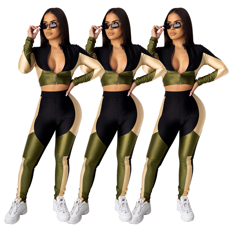 Fashion Women Tracksuit Stand Collar Zipper Crop Top Pants Patchwork Ladies Outfits Woman Clothes Sweatsuit Women Sweat Suit Set, As photo shows
Fashion Women Tracksuit Stand Collar Zipper Crop Top Pants Patchwork Ladies Outfits Woman Clothes Sweatsuit Women Sweat Suit Set, As photo shows