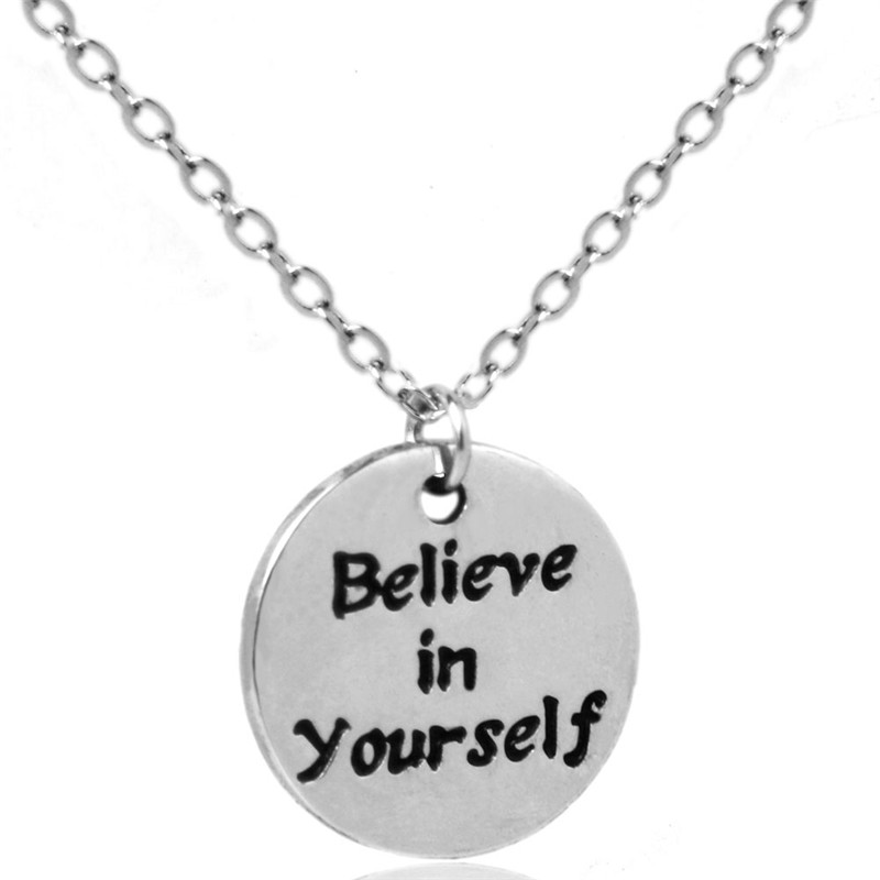 Disc Initial Pendant Necklace Engraved Believe in Yourself Charm Necklace Women Handmade Inspirational Jewelry
Disc Initial Pendant Necklace Engraved Believe in Yourself Charm Necklace Women Handmade Inspirational Jewelry