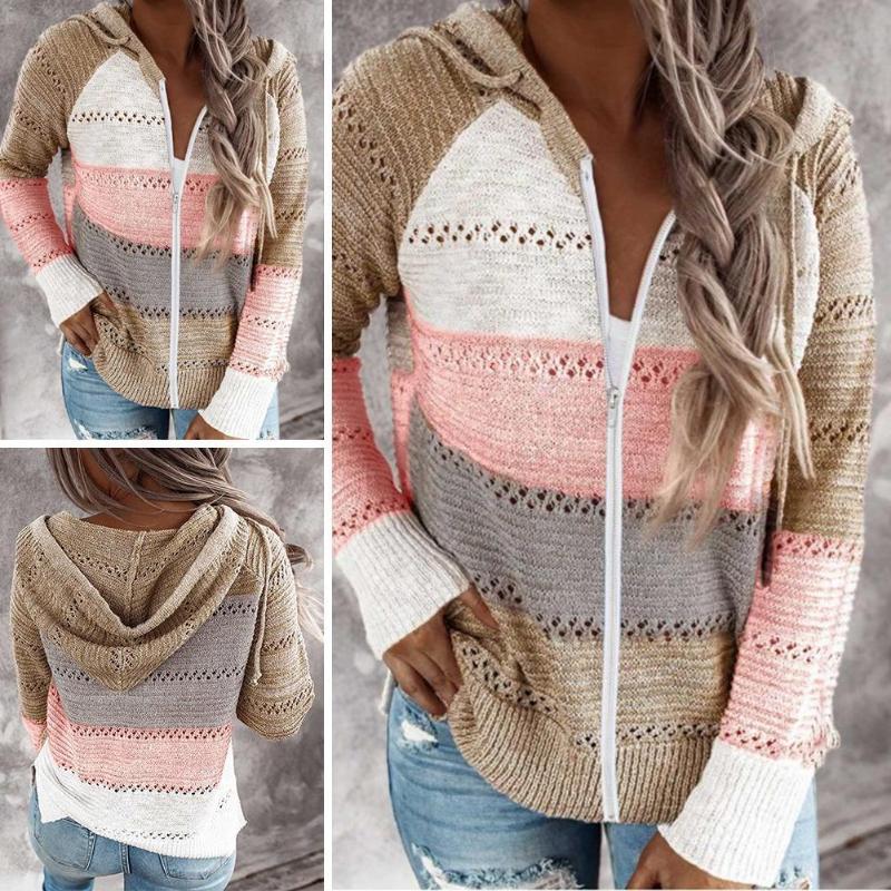 2020 Autumn Winter Patchwork Hooded Sweater Women Casual Long Elegant Top Striped Pullover Jumpers Knitted Sweater Sleeve C3F8, Pink
2020 Autumn Winter Patchwork Hooded Sweater Women Casual Long Elegant Top Striped Pullover Jumpers Knitted Sweater Sleeve C3F8, Pink