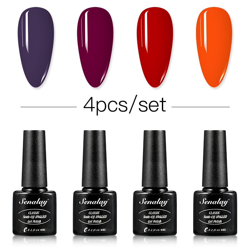 Nail Art Kits SENALAY UV Gel Polish Set Kit Semi Permanent Soak Off Base Top Coat Hybrid Varnishes For Manicure