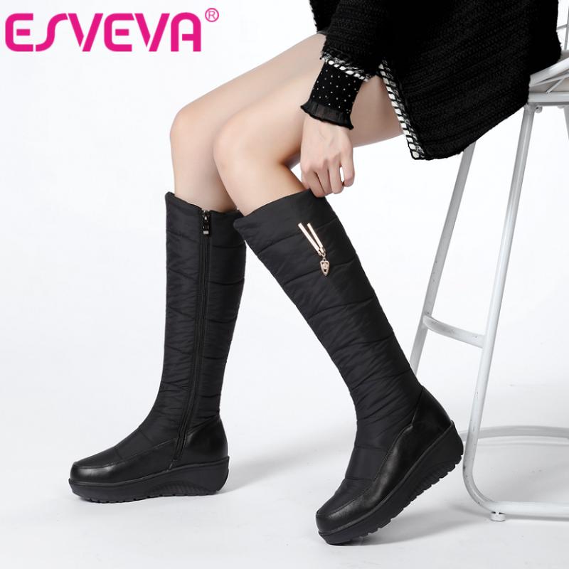 ESVEVA 2021 Snow Boots Square Low Heel Flock Knee High Boots Women Shoes Round Toe Platform Zipper Size 35-44, Black
ESVEVA 2021 Snow Boots Square Low Heel Flock Knee High Boots Women Shoes Round Toe Platform Zipper Size 35-44, Black