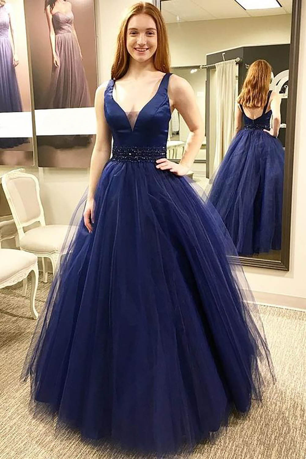 New Customize Arrival Evening Dresses V Neck Backless With Shining Crystal Sashes Elegant Sleeveless Evening Gown