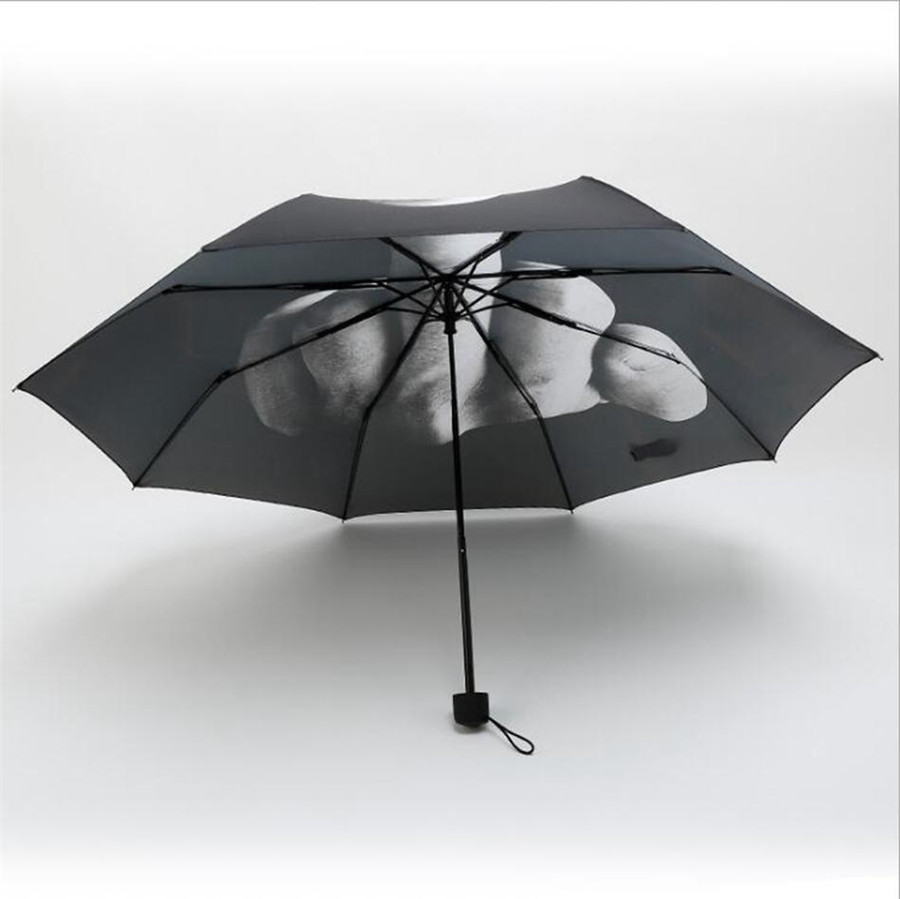 Master Creative Design Middle Finger Umbrella Rain Windproof Up Yours Umbrella Creative Folding Parasol Fashion Impact Black Umbrella Rain Gear