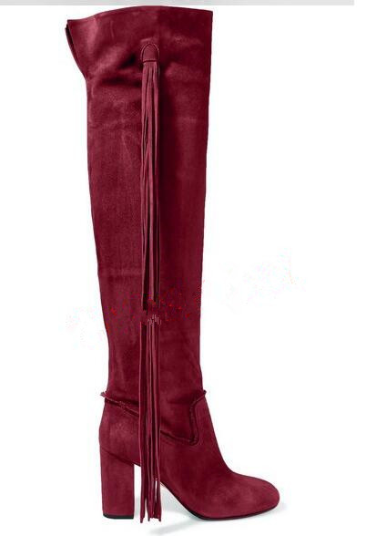New square high heels over the knee high motorcycle boots for women wine red long tassels fall winter long boots size 35-42
New square high heels over the knee high motorcycle boots for women wine red long tassels fall winter long boots size 35-42