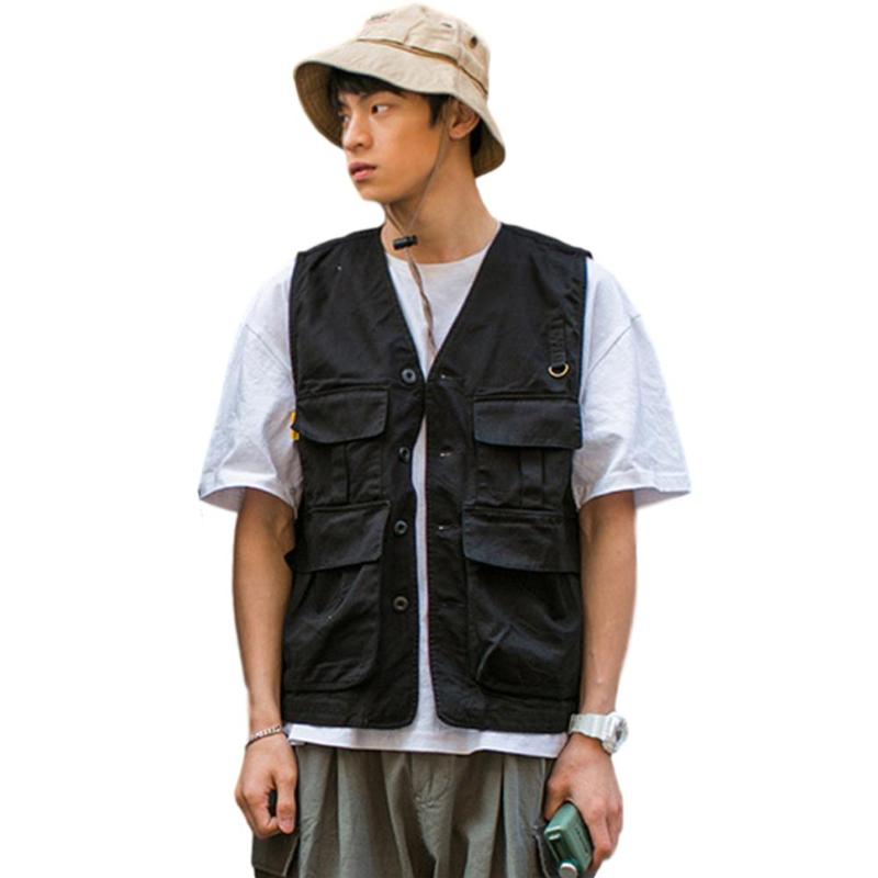 MISSKY Men's Vest Solid Color Summer Multi-pocket Loose All-match Sleeveless Vest Male Tops New Black Green Color
MISSKY Men's Vest Solid Color Summer Multi-pocket Loose All-match Sleeveless Vest Male Tops New Black Green Color