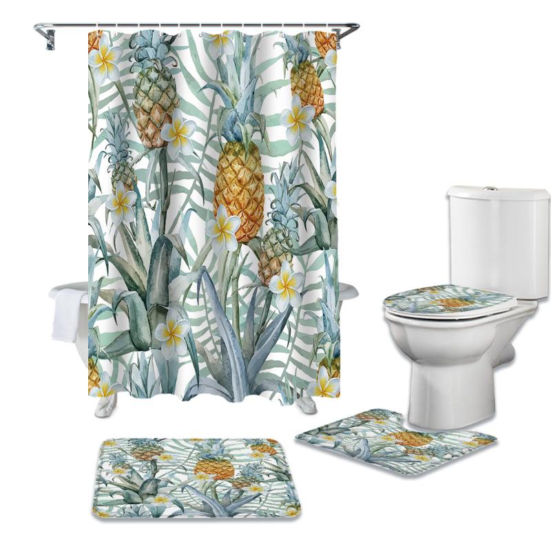 Tropical Fruit Pineapple Flower Plumeria Shower Curtain Sets Non-Slip Rugs Toilet Lid Cover and Bath Mat Bathroom Curtains Set
Tropical Fruit Pineapple Flower Plumeria Shower Curtain Sets Non-Slip Rugs Toilet Lid Cover and Bath Mat Bathroom Curtains Set