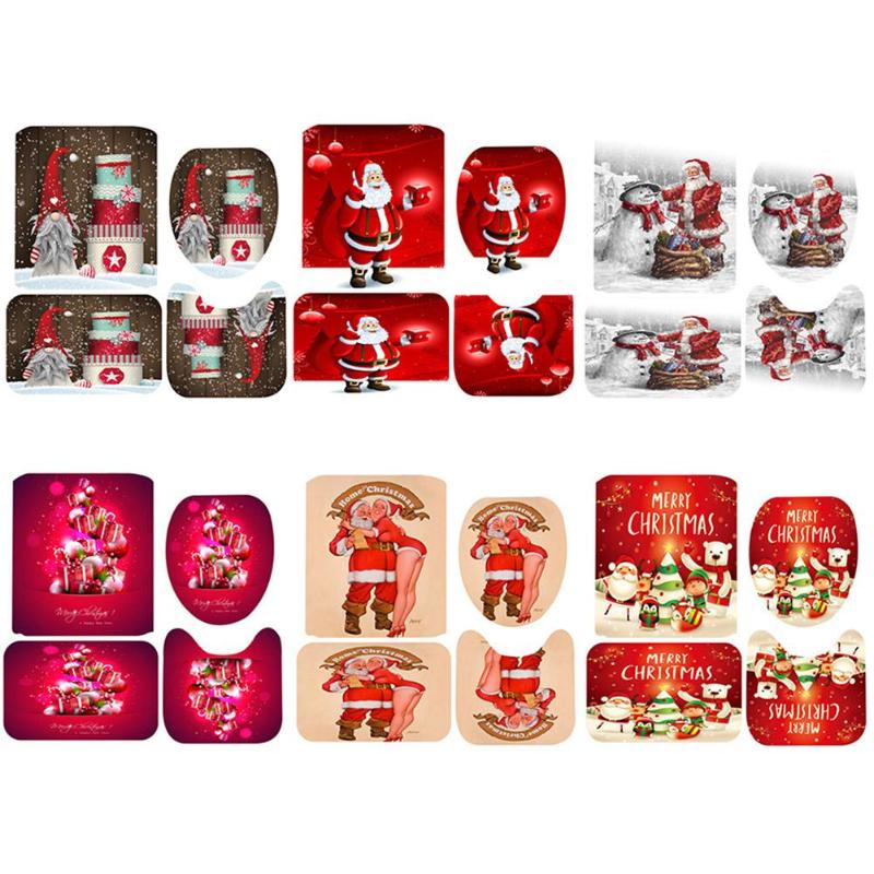 High Quality 4-piece Shower Curtain Set With Non-slip Carpet Bathroom Mat Toilet Cover For Christmas Decoration
High Quality 4-piece Shower Curtain Set With Non-slip Carpet Bathroom Mat Toilet Cover For Christmas Decoration