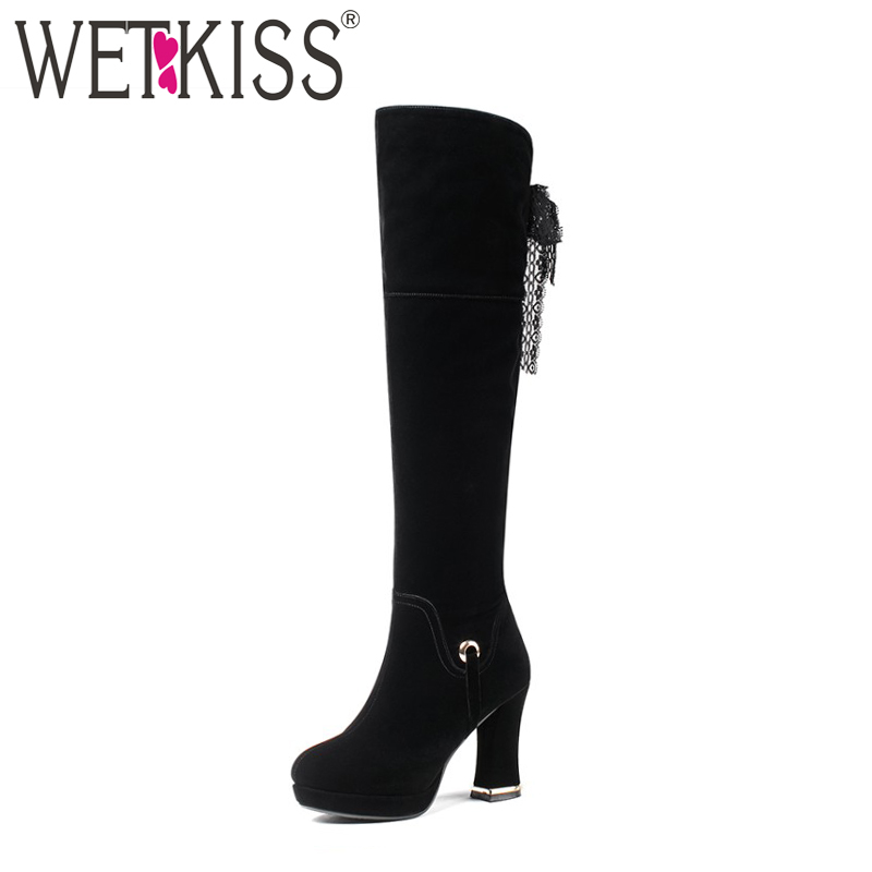 WETKISS Thick High Heels Knee Boots Ladies Black Flock Elegant Lace Spring Female Boot Zipper Women Boots High Quality
WETKISS Thick High Heels Knee Boots Ladies Black Flock Elegant Lace Spring Female Boot Zipper Women Boots High Quality