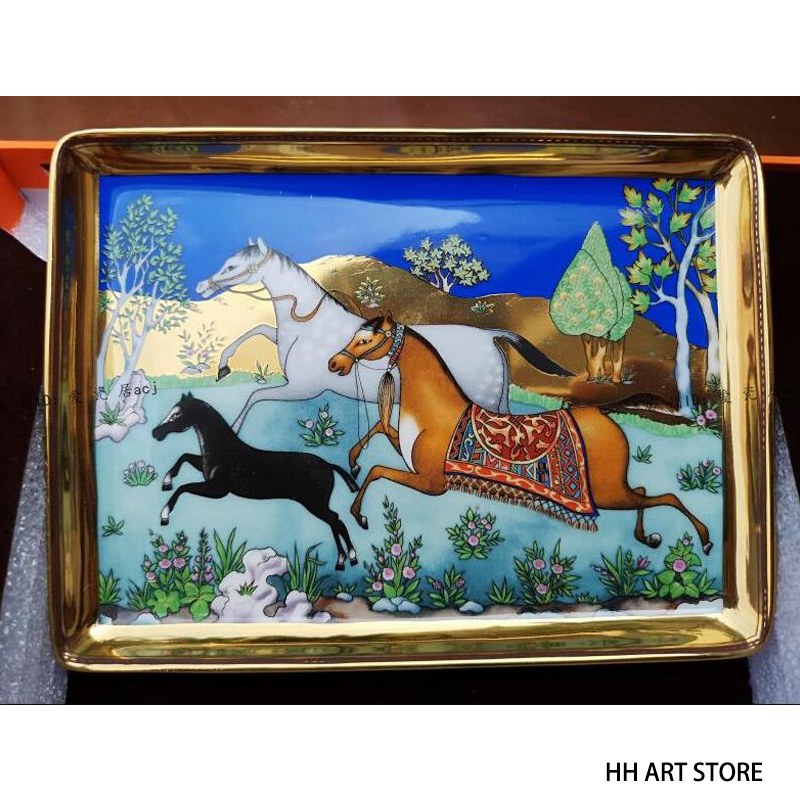 Rectangular dinnerware plates home tableware gold inlay dinning plates horse print dishes
Rectangular dinnerware plates home tableware gold inlay dinning plates horse print dishes