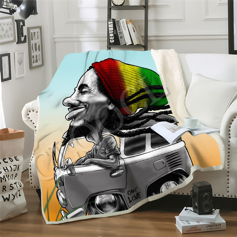 

CLOOCL Newest Sofa Travel Youth Bedding Reggae Creator Bob Marley 3D Print Double Layer Blankets Bedspread for Plush Blanket Sofa Quilt