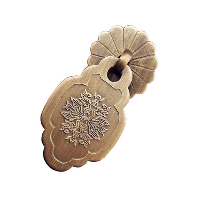 flower Chinese antique drawer knob furniture door handle hardware Classical wardrobe cabinet shoe closet cone vintage pull ring