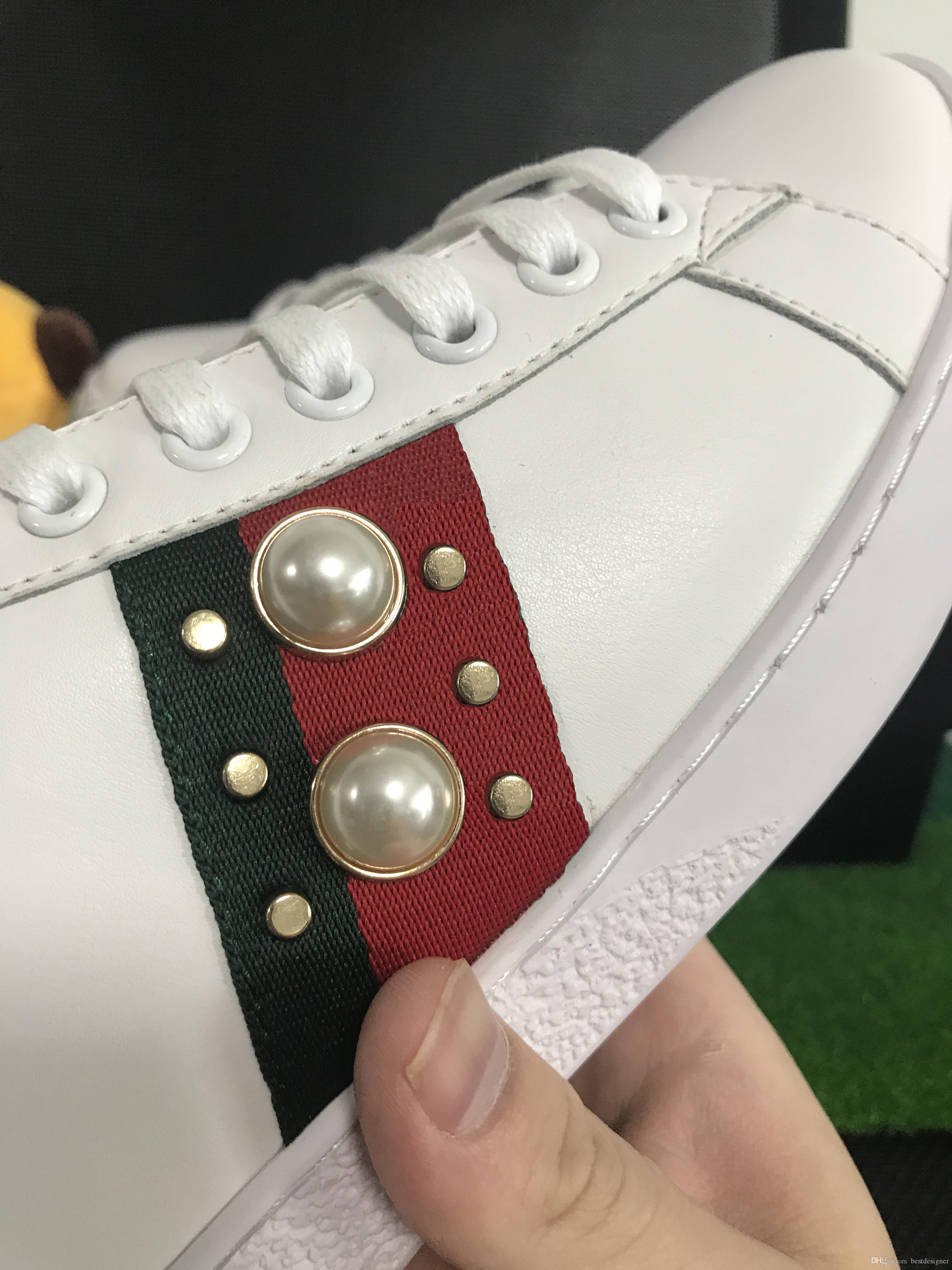 New Fashion Original Designer Crystal shoes Bee Embroidery Fashion Shoes With Top Quality Genuine Leather size 35-46 With Box