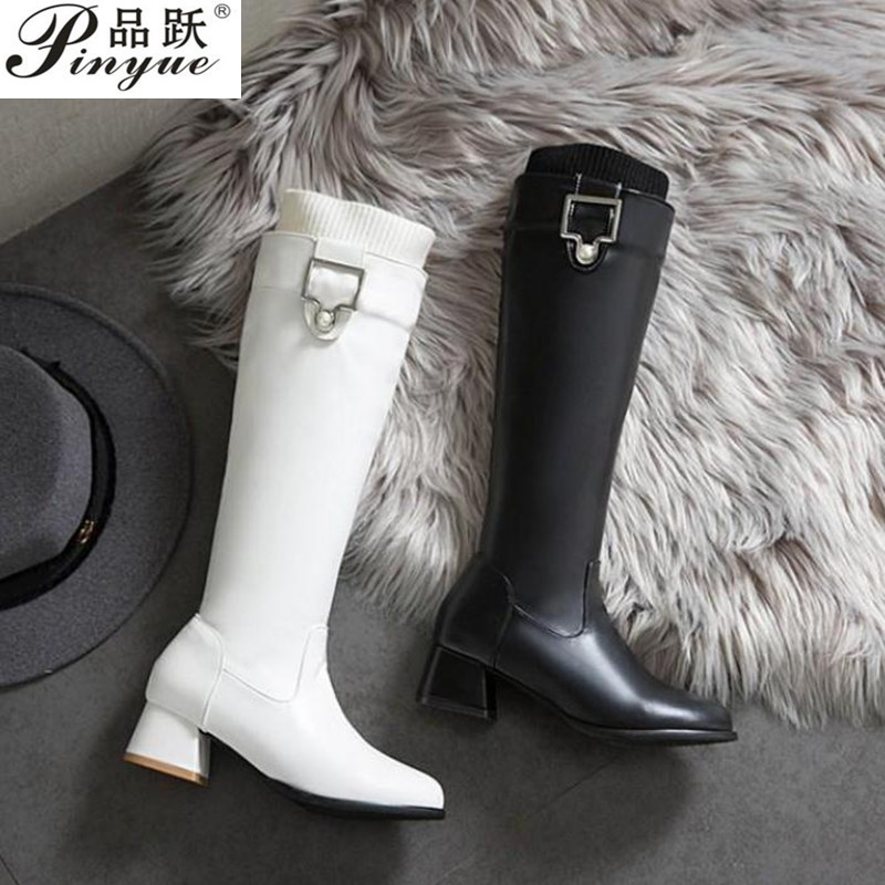 Side zipper high boots Winter Knee High Boots Women Leather Thick Heel Long Buckle Pointed Toe Shoes Lady Autumn, Black
Side zipper high boots Winter Knee High Boots Women Leather Thick Heel Long Buckle Pointed Toe Shoes Lady Autumn, Black