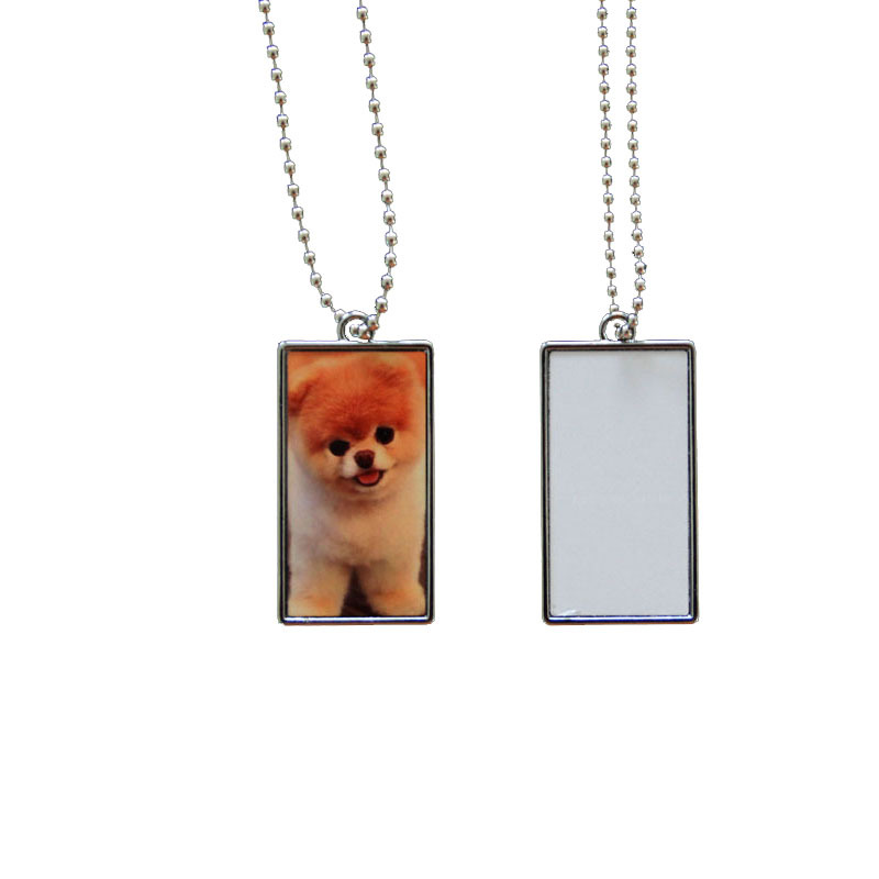 Blank white sublimation dog Stainless steel ID card Puppy Cat identification tag metal pet pendant with chain