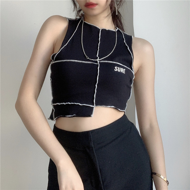 Sexy Women' Street Style Stitching Letter Printed Irregular Vest Sleeveless Crop Top Girl Clubwear Summer Tanks Girl Top Tees, Black
Sexy Women' Street Style Stitching Letter Printed Irregular Vest Sleeveless Crop Top Girl Clubwear Summer Tanks Girl Top Tees, Black