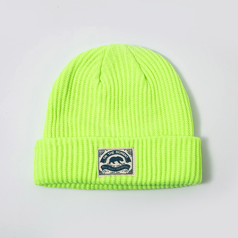 Polar bear Knitted Hat Autumn Winter Women Men Unisex Knitted Beanies Dad Cap Solid Warm Ski Beanies Caps for Boys Girls