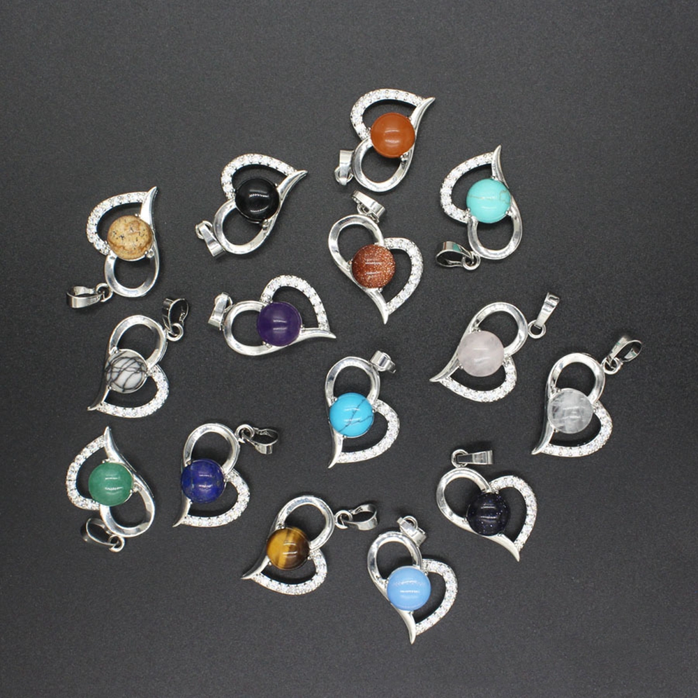 QIMOSHI Infinity Love Heart Pendant Necklace for Friend monther Crystal Chakra Yoga Jewelry Available in Various Colored Stones
