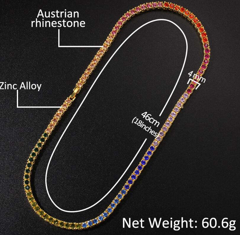 Single row crystal hip hop color zircon Gold Silver Men Watch & Necklace & Bracelet Set Hip Hop Three piece set Holiday gift