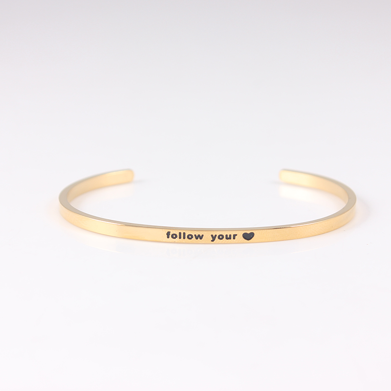 Stainless Steel Engraved Follow your heart Positive Inspirational Quote Cuff Mantra Bracelet Bangle For Women
Stainless Steel Engraved Follow your heart Positive Inspirational Quote Cuff Mantra Bracelet Bangle For Women