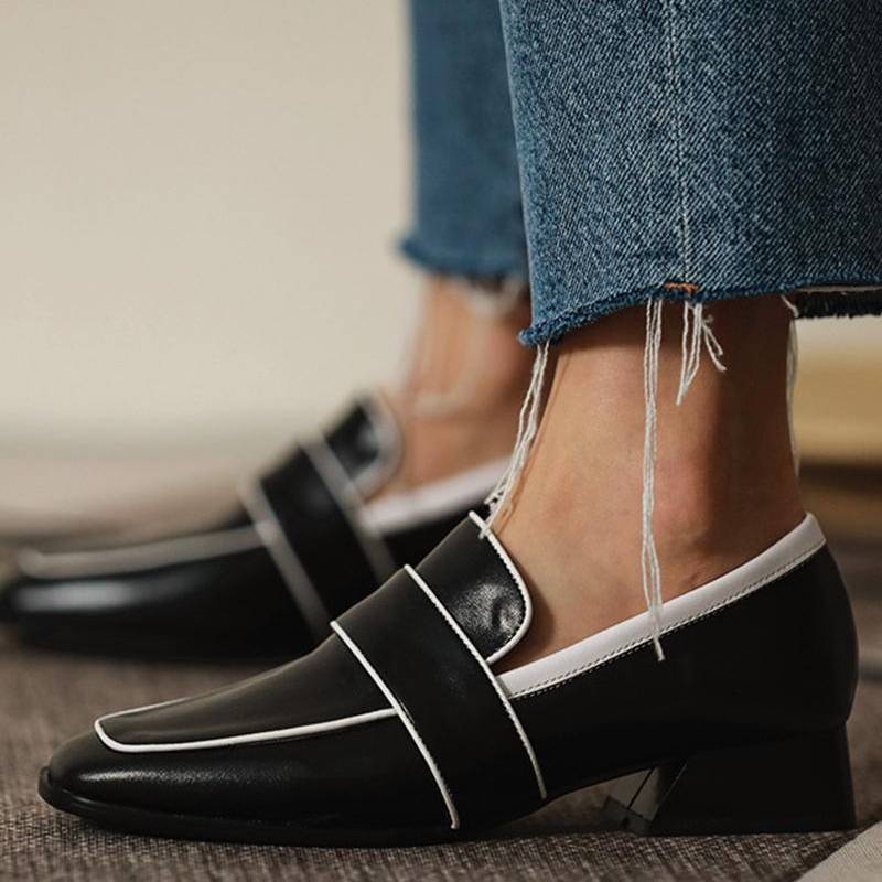 2020 Women's Low Heel Pumps Ladies Square Toe Casual Lazy Shoes Solid Color British Style Single Shoes Ladies Leather, White
2020 Women's Low Heel Pumps Ladies Square Toe Casual Lazy Shoes Solid Color British Style Single Shoes Ladies Leather, White