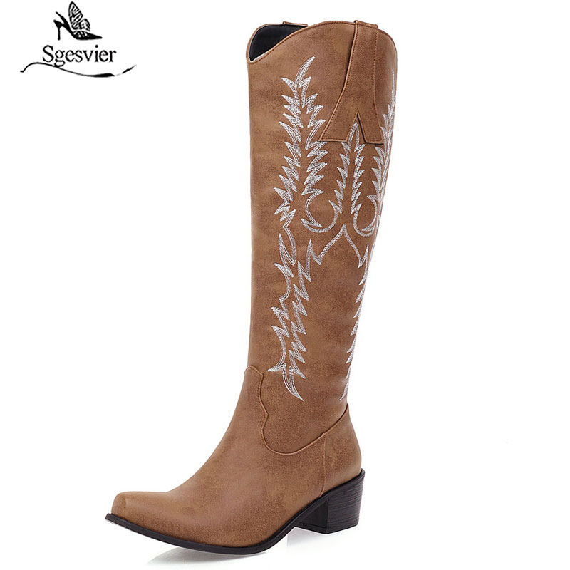 Sgesvier New Sexy Woman Boots Black Brown Red Knee High Boots Square toe Slip On Autumn Winter Thigh High Botas
Sgesvier New Sexy Woman Boots Black Brown Red Knee High Boots Square toe Slip On Autumn Winter Thigh High Botas