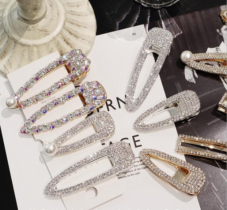 Fashion Girls Crystal Hair Clip Snap Barrette Hairpin Bobby Hair Accessories Hot, Golden;silver