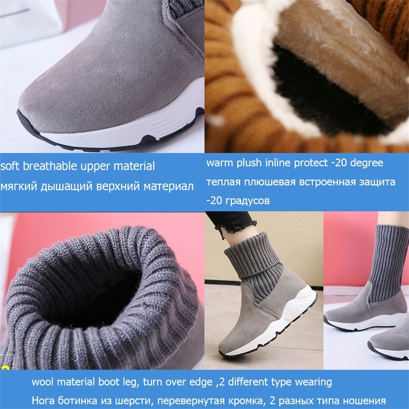 Fujin Platform Fur Flock Suede Warm Shoes Women 2020 Winter Boots Fashion Breathable Plush Snow Sneakers 200916