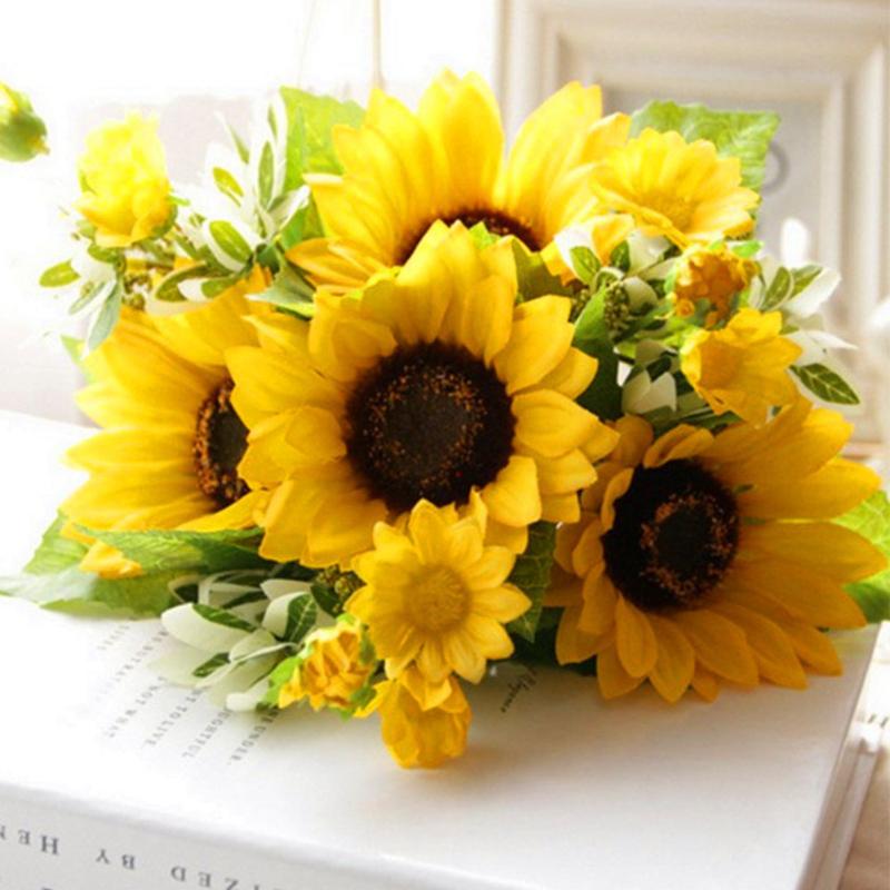 Silk Sunflower 7-stems Bouquet Floral Decoration Home Party Artificial Flower Yellow Living Room Simulation Bride Wedding, As pic
Silk Sunflower 7-stems Bouquet Floral Decoration Home Party Artificial Flower Yellow Living Room Simulation Bride Wedding, As pic