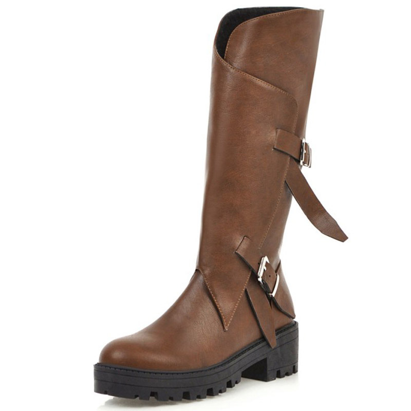 Belt Buckle Knee High Boots Big Size 41 42 43 Round Head Middle Heel Long Boots Women
Belt Buckle Knee High Boots Big Size 41 42 43 Round Head Middle Heel Long Boots Women