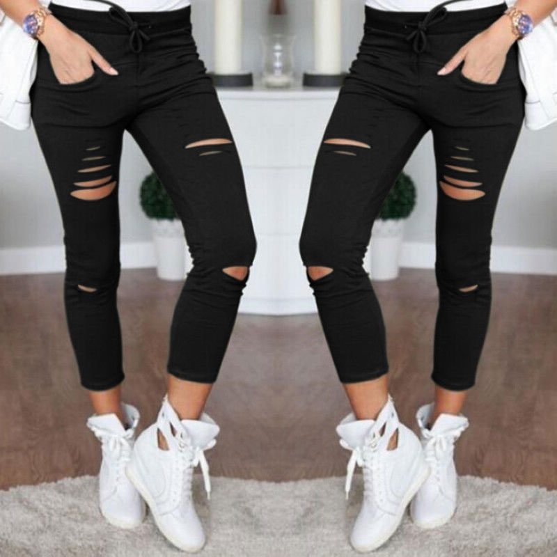 Women Hole Solid Color Leggings Tightening Sports Casual Yoga Pants Ripped Leggings YS-BUY, Black
Women Hole Solid Color Leggings Tightening Sports Casual Yoga Pants Ripped Leggings YS-BUY, Black