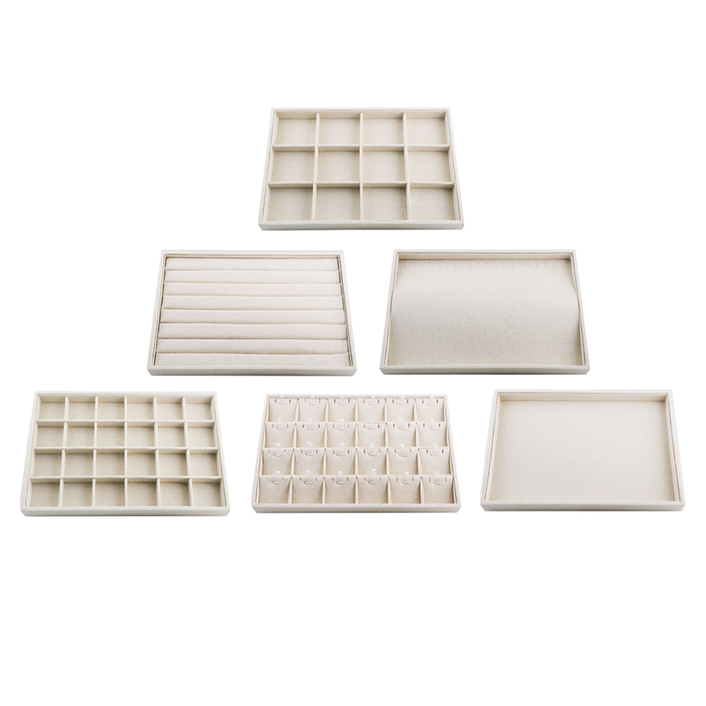 Linen Jewelry Organizer Trays Stackable Necklace Ring Showcase Jewellery Display Ring Storage Tray Portable Jewelry Tray Stand MX200810
