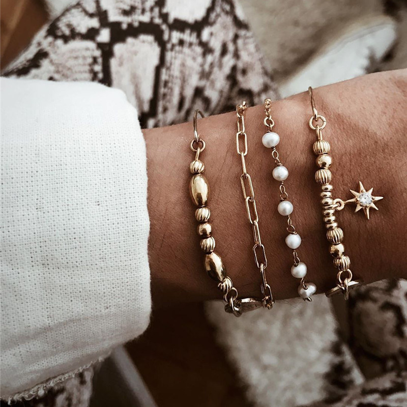 4 Pcs/Set Simple Imitation Pearl Star Bracelet Charm Link Sweet Bracelet Bangle for Women Jewelry Accessories
4 Pcs/Set Simple Imitation Pearl Star Bracelet Charm Link Sweet Bracelet Bangle for Women Jewelry Accessories