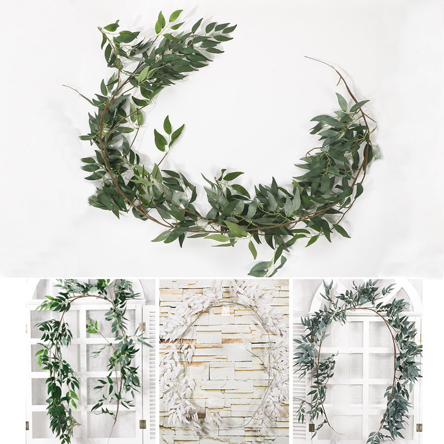 

Fake Green Plants Rattan Home Wedding Decor Hanging Flowers Rattan 1.65M Artificial Ivy Leaf Garland Evergreen Vine Plants TQQ BH0916