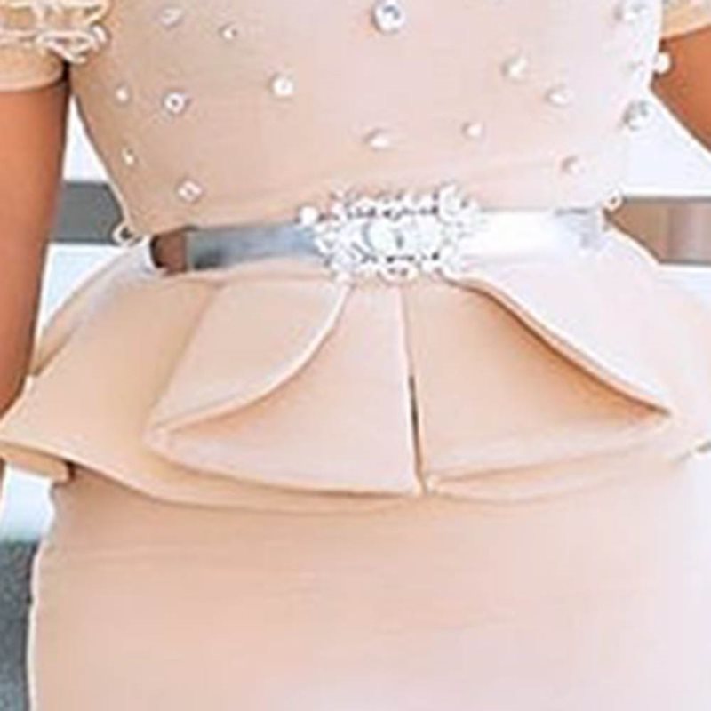 Beading Diamond Cold Shoulder Ruffles Peplum Dress Women High Waist Tunic Bodycon Evening Party Falbala 2 Pieces Sets Dres MX200804