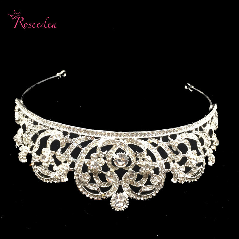 Gorgeous European Crystal wedding Bridal Tiara Rhinestone Pageant Miss Universe Crown Wedding Hair Accessories RE3124 Y200807