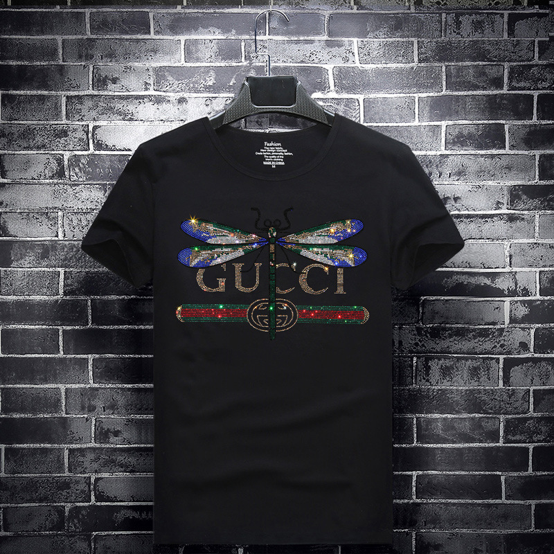 New summer men's fashion brand hot diamond T-shirt short sleeve men's round neck half-sleeved social guys, White;black
New summer men's fashion brand hot diamond T-shirt short sleeve men's round neck half-sleeved social guys, White;black